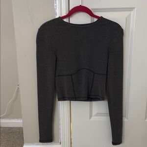 Black Ribbed Long Sleeve Top